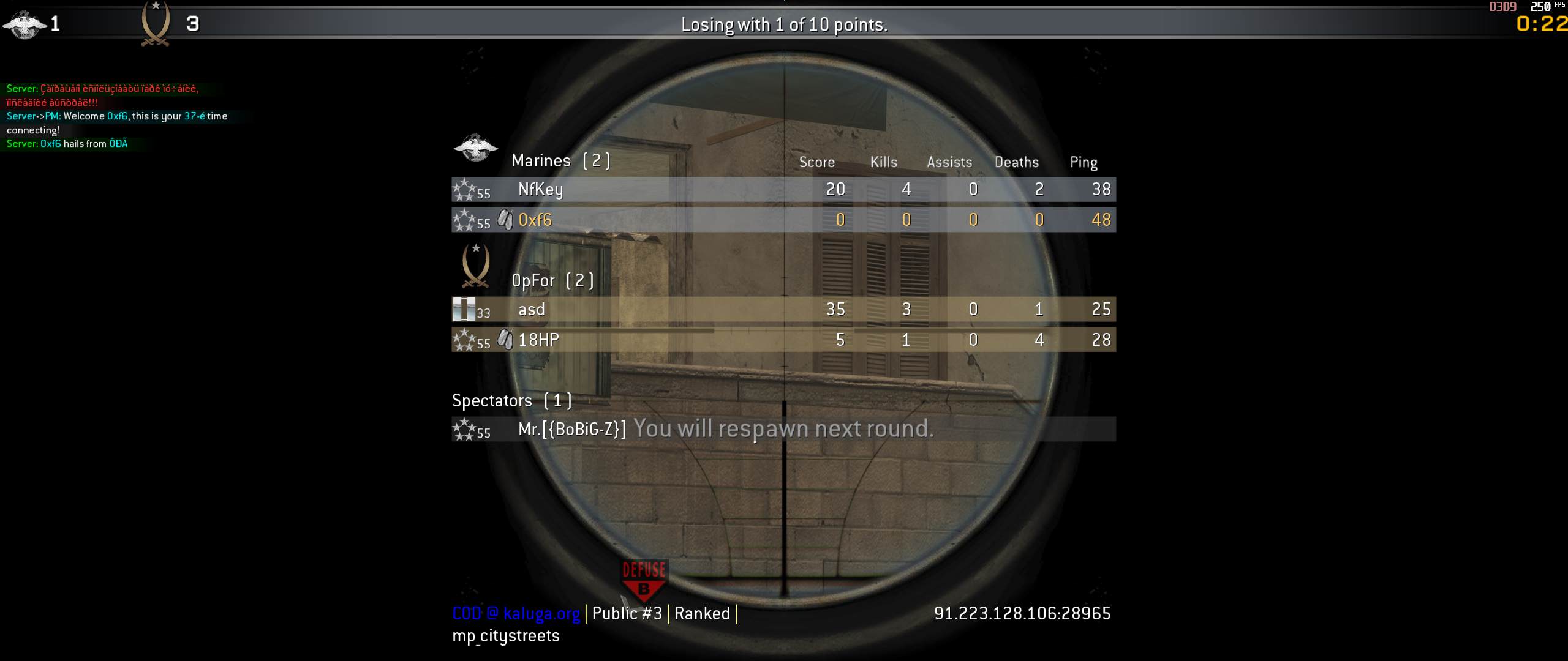 0xf6, mp_citystreets, COD @ kaluga.org | Public #3 | Ranked |