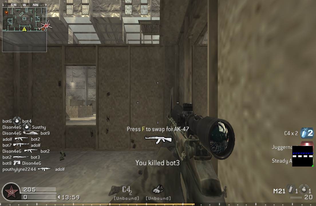 Susthy, mp_killhouse, COD @ kaluga.org | Public #1 | Ranked |
