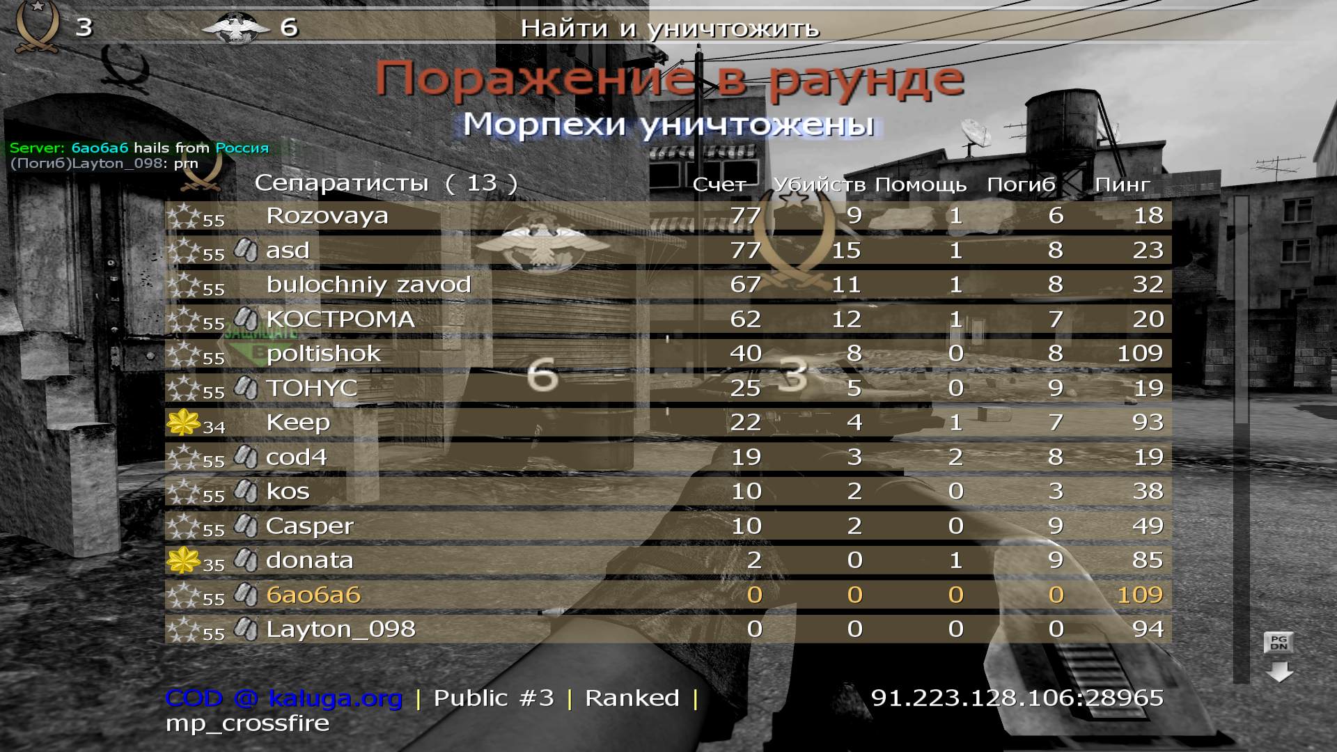 6ao6a6, mp_crossfire, COD @ kaluga.org | Public #3 | Ranked |