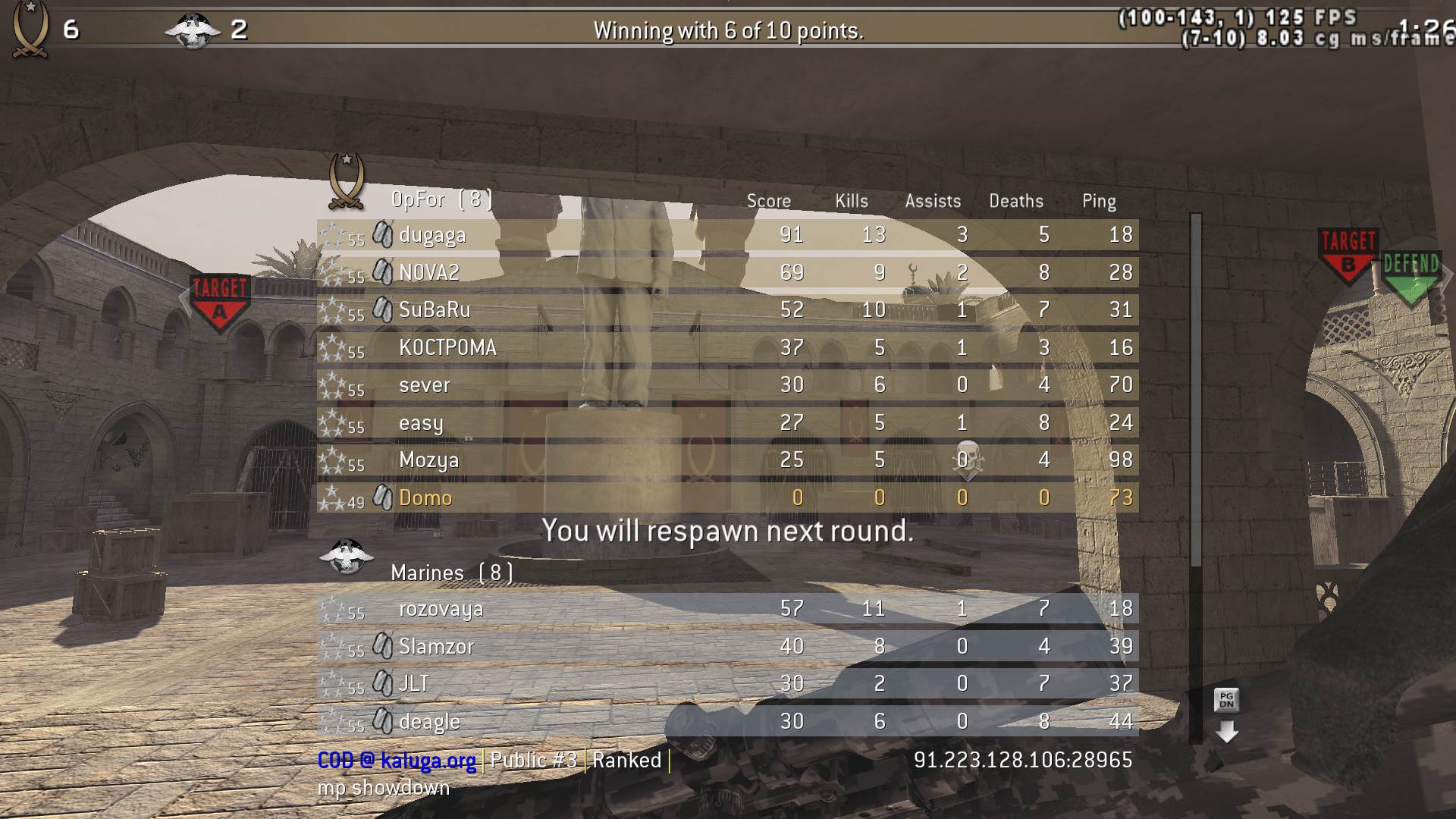 Domo, mp_showdown, COD @ kaluga.org | Public #3 | Ranked |