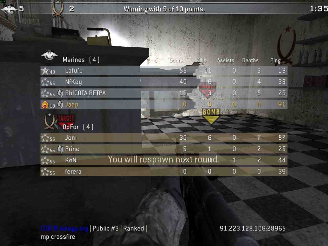 Jaap, mp_crossfire, COD @ kaluga.org | Public #3 | Ranked |