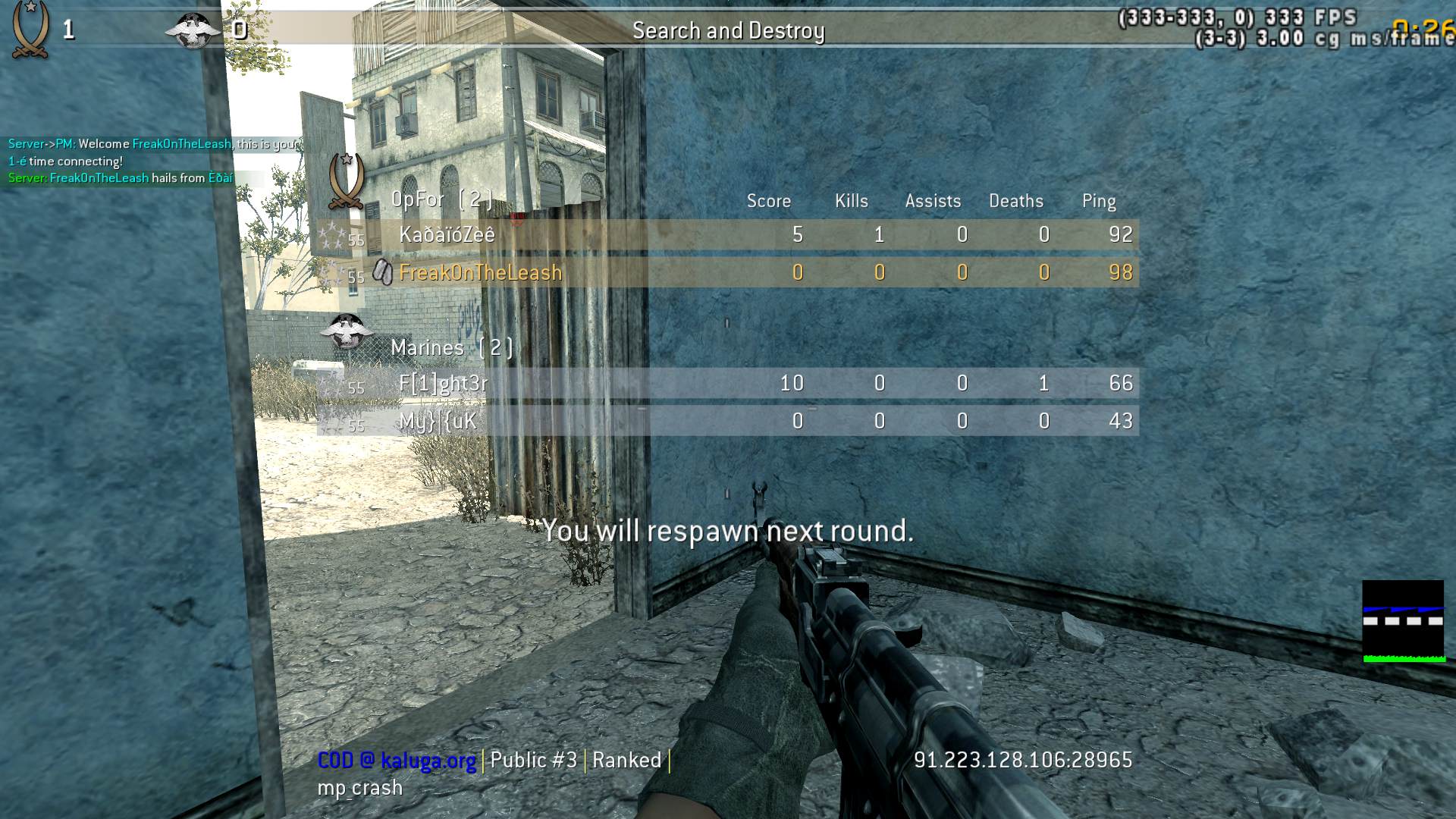 FreakOnTheLeash, mp_crash, COD @ kaluga.org | Public #3 | Ranked |