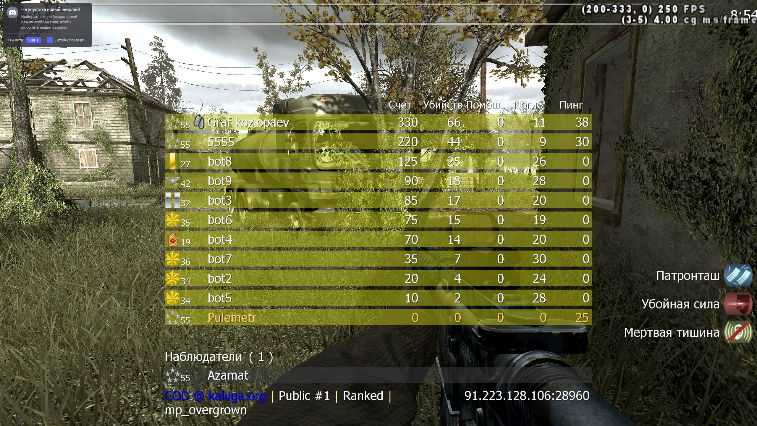 Pulemetr, mp_overgrown, COD @ kaluga.org | Public #1 | Ranked |